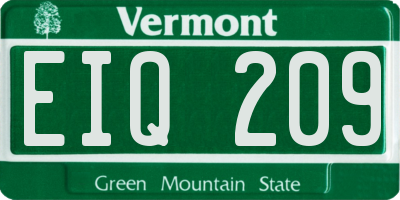 VT license plate EIQ209