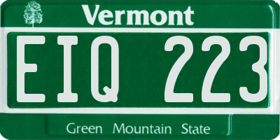 VT license plate EIQ223