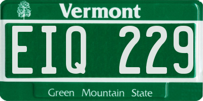 VT license plate EIQ229