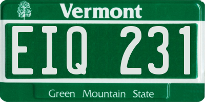 VT license plate EIQ231
