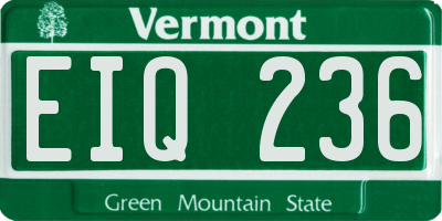 VT license plate EIQ236