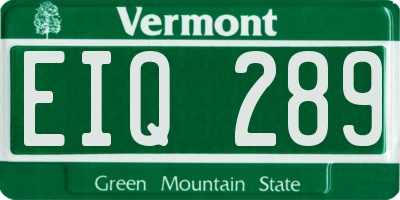 VT license plate EIQ289