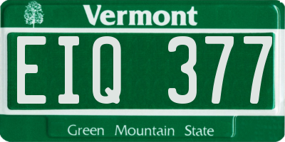 VT license plate EIQ377