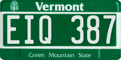 VT license plate EIQ387