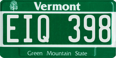 VT license plate EIQ398