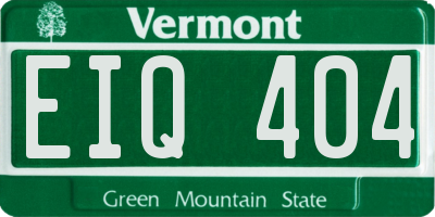 VT license plate EIQ404