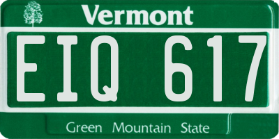 VT license plate EIQ617