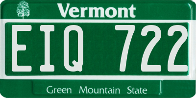 VT license plate EIQ722