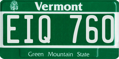 VT license plate EIQ760