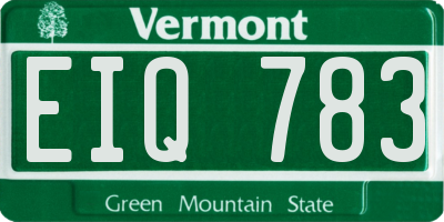 VT license plate EIQ783