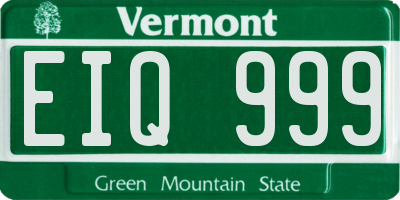 VT license plate EIQ999