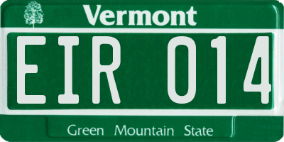 VT license plate EIR014