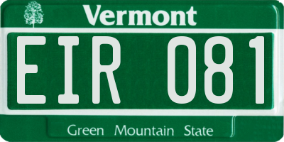 VT license plate EIR081