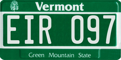 VT license plate EIR097