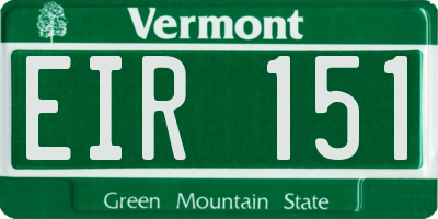 VT license plate EIR151