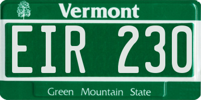 VT license plate EIR230