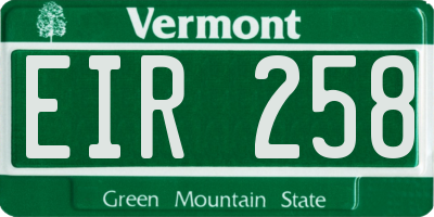 VT license plate EIR258