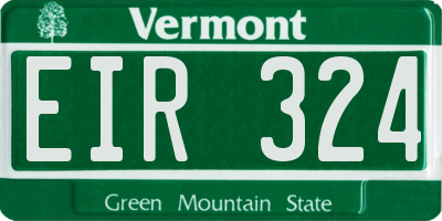 VT license plate EIR324