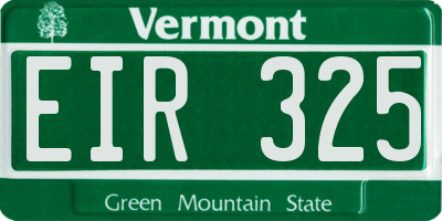VT license plate EIR325