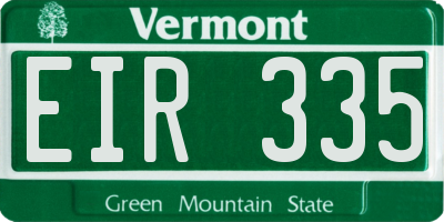 VT license plate EIR335