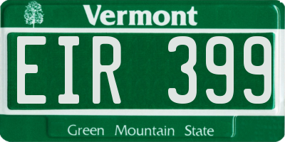 VT license plate EIR399