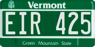 VT license plate EIR425