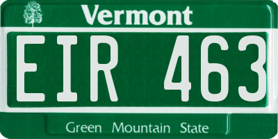 VT license plate EIR463