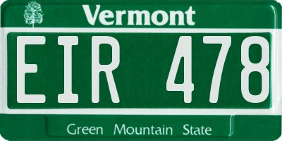 VT license plate EIR478