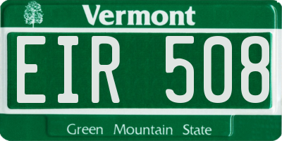 VT license plate EIR508