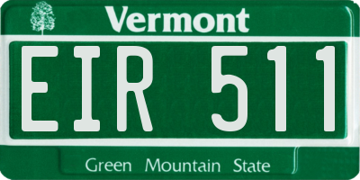 VT license plate EIR511