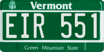 VT license plate EIR551