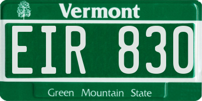 VT license plate EIR830