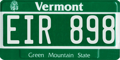 VT license plate EIR898