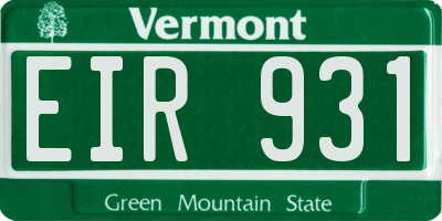 VT license plate EIR931