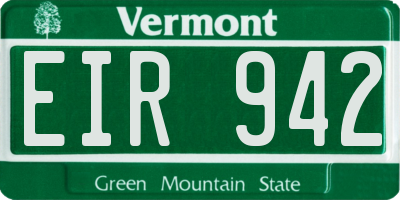 VT license plate EIR942