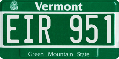 VT license plate EIR951