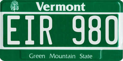 VT license plate EIR980