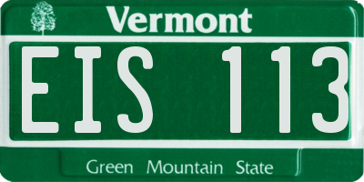VT license plate EIS113