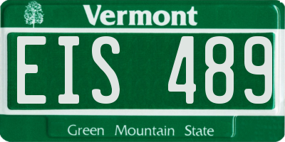 VT license plate EIS489