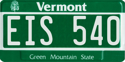 VT license plate EIS540