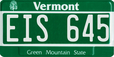 VT license plate EIS645