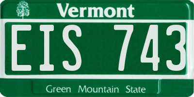 VT license plate EIS743