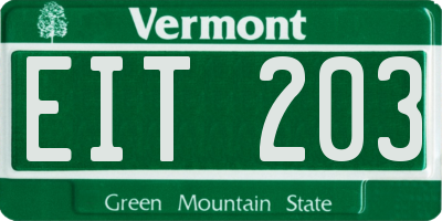 VT license plate EIT203