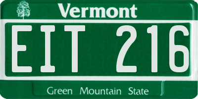 VT license plate EIT216