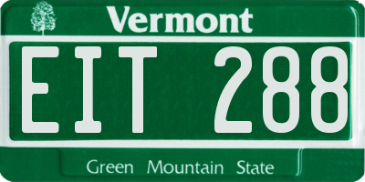 VT license plate EIT288