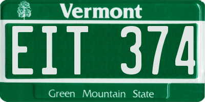 VT license plate EIT374