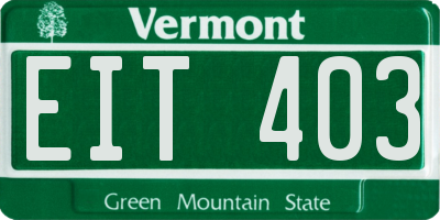 VT license plate EIT403