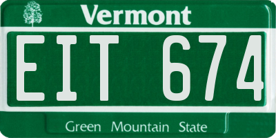 VT license plate EIT674