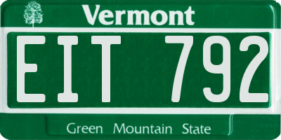 VT license plate EIT792