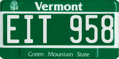 VT license plate EIT958